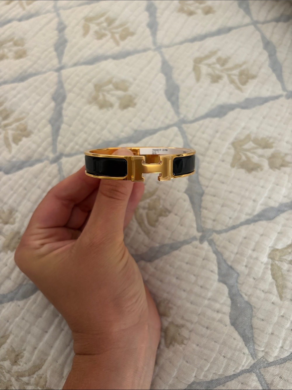 Hermes Black and Gold Enamel Clic H Bracelet